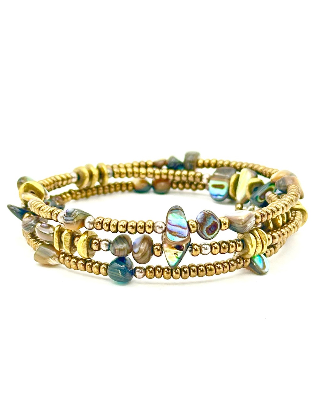 Silpada Retired B1706 Bronze, Brass & Glass Wrap Bracelet